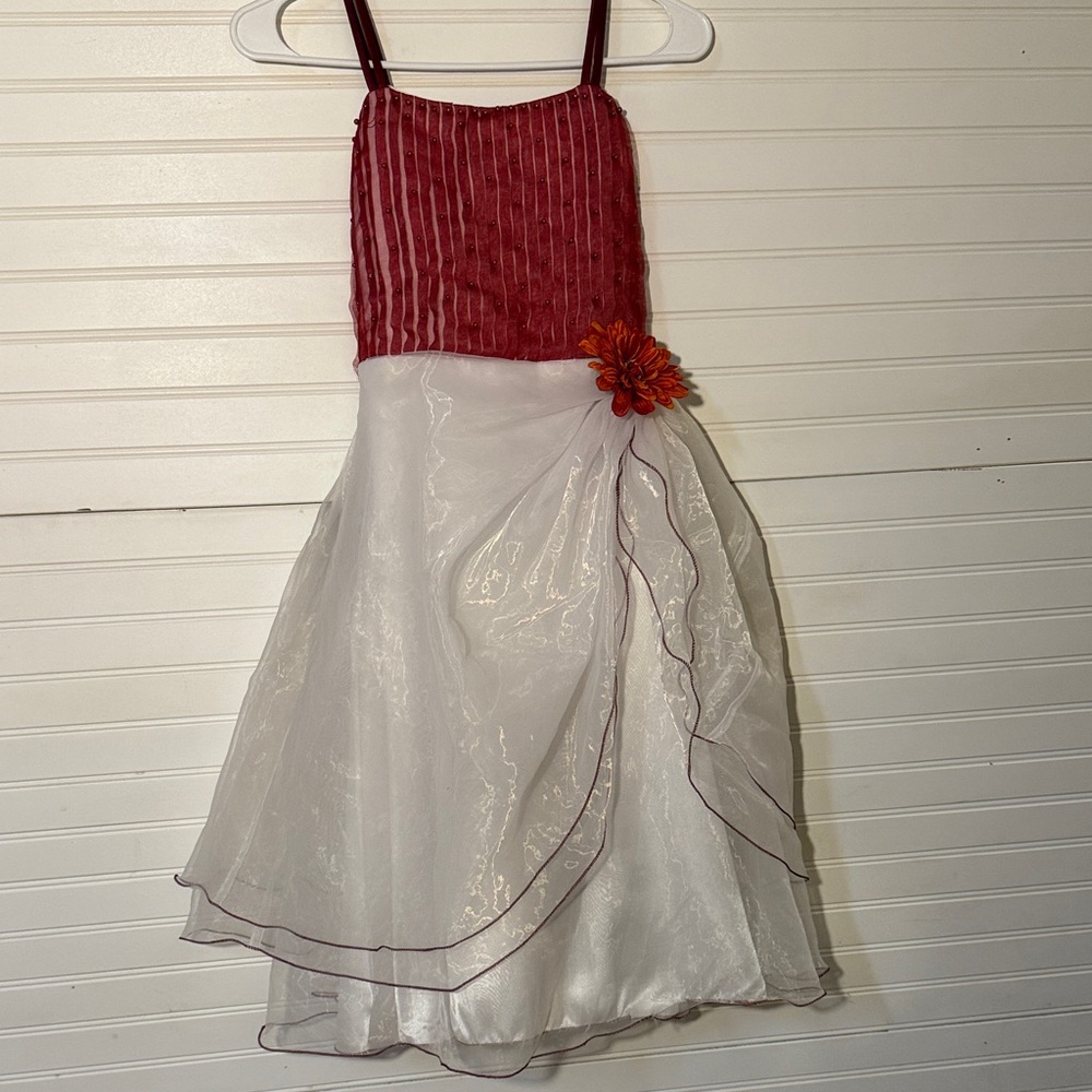 Elegant Red and White Kids Costume Dress